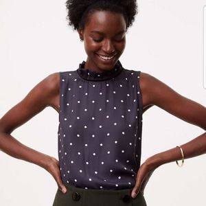 NWT Ruffle Collar Polka Dot Top
